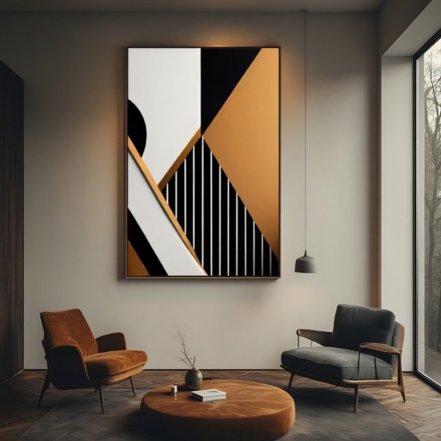 Poster Moderno Geométrico Abstrato Preto e Bege (Criador carregado)