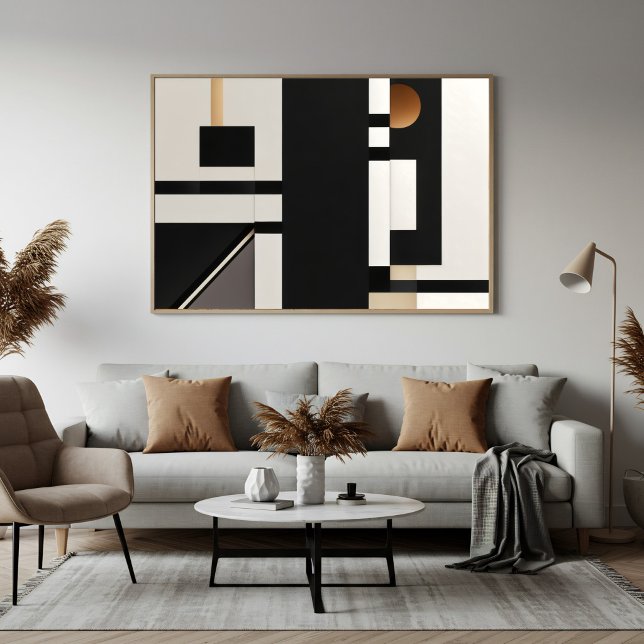 Poster Moderno Geométrico Abstrato Preto e Dourado (Criador carregado)