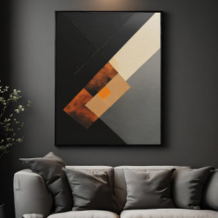 Poster Moderno Geométrico em Rust e Preto Texturizado