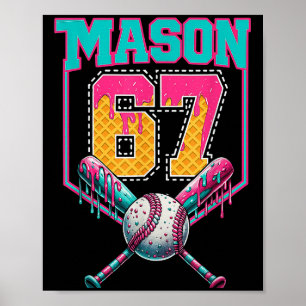 Poster Moderno Mason 67 Mem Sorvete Gotejamento Beisebol