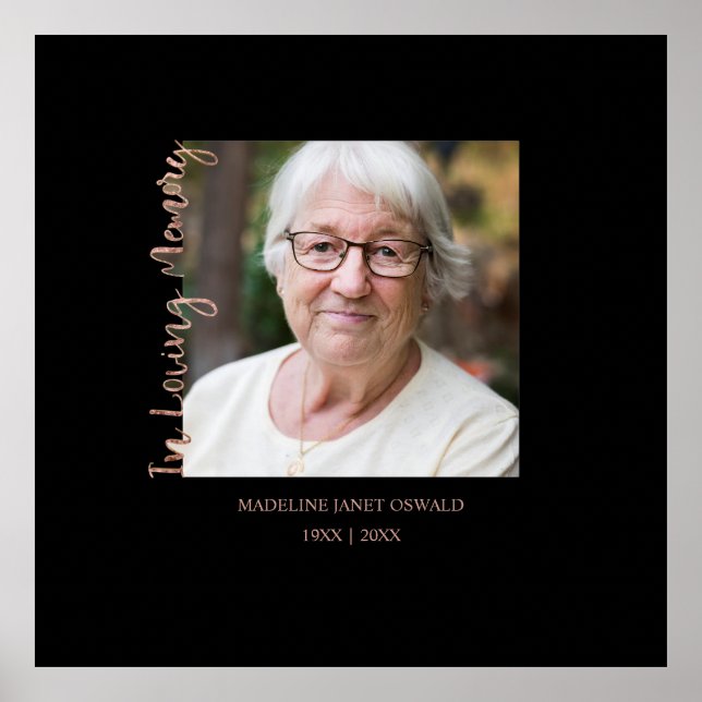 Poster Moderno Minimalista Preto Personalizado Foto Lembr (Frente)