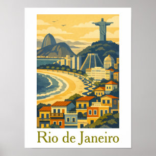 Poster Moderno Minimalista Rio de Janeiro Brasil Viagem