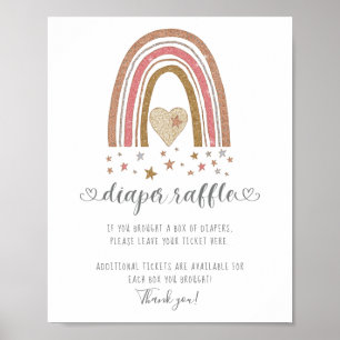 Poster Moderno Rainbow Glitter Stars Fralda Raffle