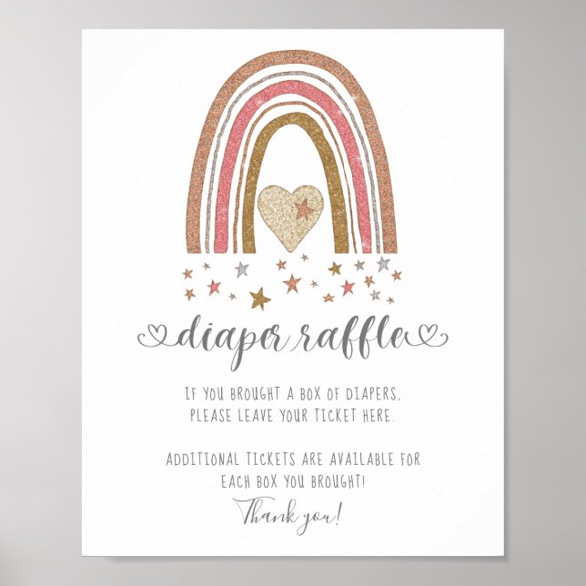 Poster Moderno Rainbow Glitter Stars Rapariga Fralda Raff (Frente)