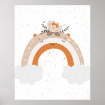 Moderno scandi fofo arco-íris com flores Berçário