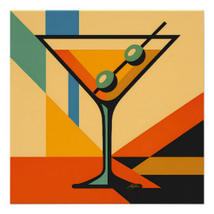 Póster Moderno Sol Nascente Bauhaus Martini de Meados do 