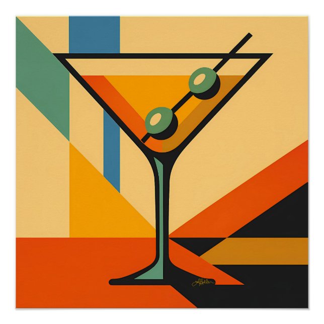 Póster Moderno Sol Nascente Bauhaus Martini de Meados do  (Frente)
