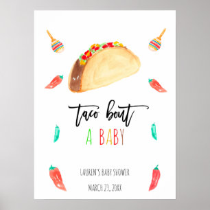 Poster Moderno Taco Sobre Um Chá de fraldas De Bebê Fiest