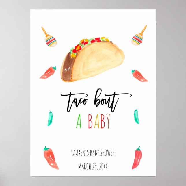 Poster Moderno Taco Sobre Um Chá de fraldas De Bebê Fiest (Frente)