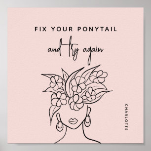 Poster Moderno Tente Novamente Mulher com Flores Personal