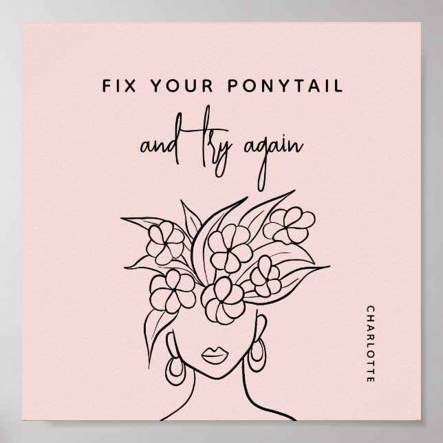 Poster Moderno Tente Novamente Mulher com Flores Personal (Frente)