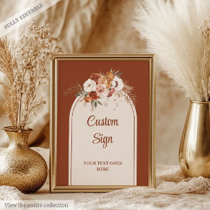Poster Moderno Terracotta Pampas Sage Boho Personalizado