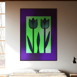 Poster Moderno Tulip Duo: Jardim Minimalista
