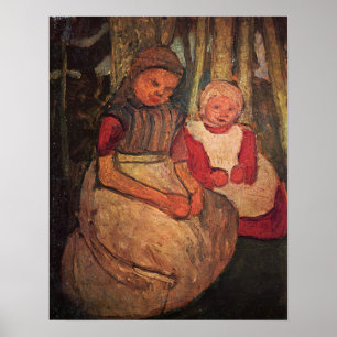 Poster Modersohn-Becker - 2 Raparigas Sentadas Na Florest