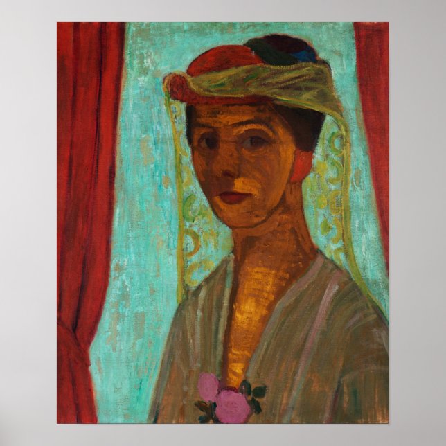 Poster Modersohn-Becker - Autorretrato Com Chapéu e Véu (Frente)