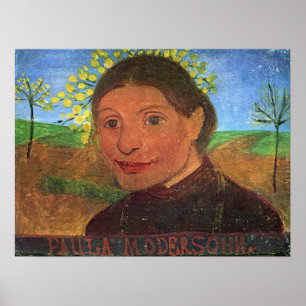 Poster Modersohn-Becker - autorretrato, Frente De Flores