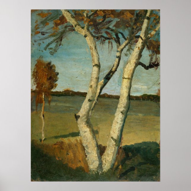 Poster Modersohn-Becker - Birch E Paisagem Com Duas Etapa (Frente)