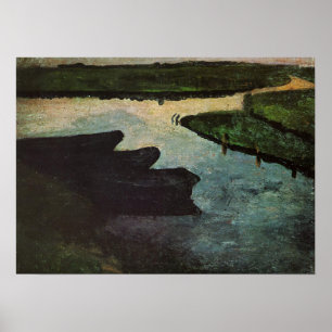 Poster Modersohn-Becker - Canal Marsh Com Bargas De Turfa