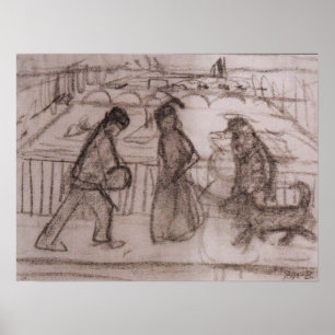 Poster Modersohn-Becker - Números Com Seu Cão Na Ponte