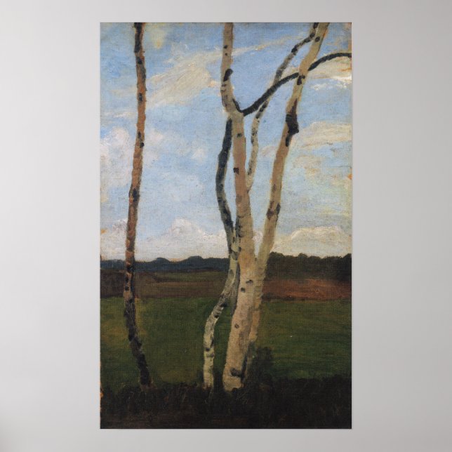 Poster Modersohn-Becker - Paisagem Com Troncos De Birch (Frente)