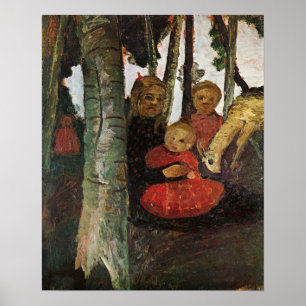 Poster Modersohn-Becker - Três Crianças Com Cabra
