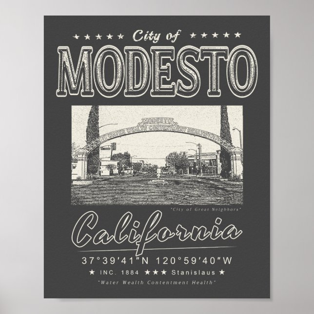 POSTER MODESTO STANISLAUS CALIFÓRNIA - MODESTO ARCH (Frente)