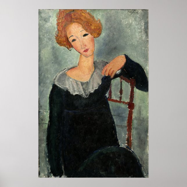 Poster Modigliani - Mulher De Cabelo Vermelho 1917 (Frente)