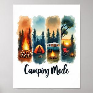 Poster Modo Acampamento Fogueira Tenda Van Pôr do Sol Ser