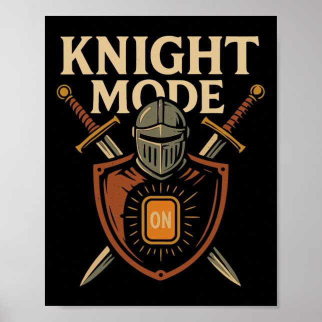 Poster Modo Cavaleiro Ativado Espada Medieval Divertida F (Frente)