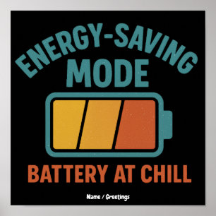Poster Modo de Economia de Energia Bateria no Chill Retro