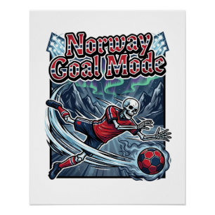 Póster Modo de Gol da Noruega Esqueleto de Ataque das Naç