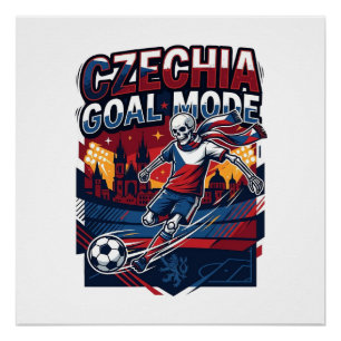 Póster Modo de Gol da República Tcheca Esqueleto Striker