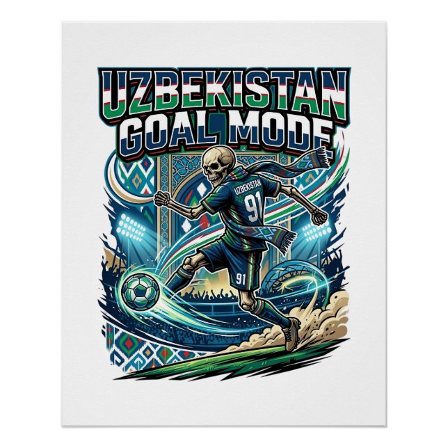 Póster Modo de Gol do Uzbequistão Esqueleto de Ataque das (Frente)