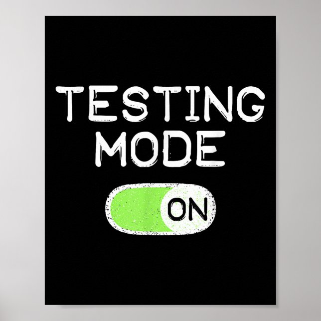 Poster Modo de Teste Ativado Dia de Teste Divertido Profe (Frente)