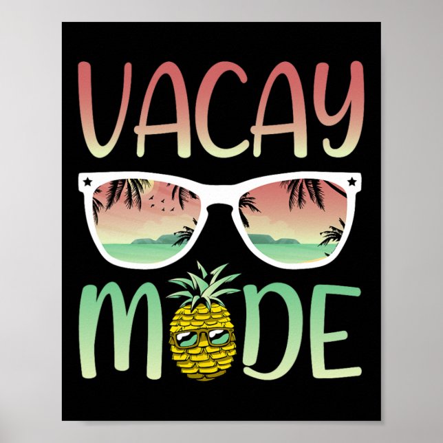 Poster Modo Férias Ananás Engraçado Com Óculos De Sol Em  (Frente)