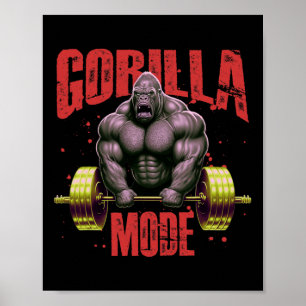 Poster Modo Gorila Levantamento de Peso Ginásio Treino de