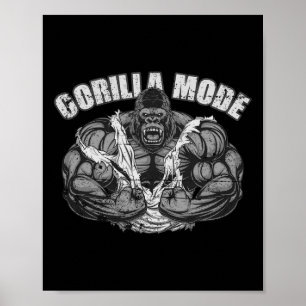 Poster Modo Gorila Treinador de Fitness Macaco Swole