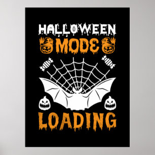 Poster Modo Halloween Carregando Aniversário