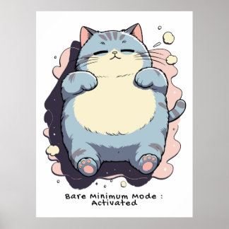 Poster Modo Mínimo Necessário Ativado – Humor Relatável
