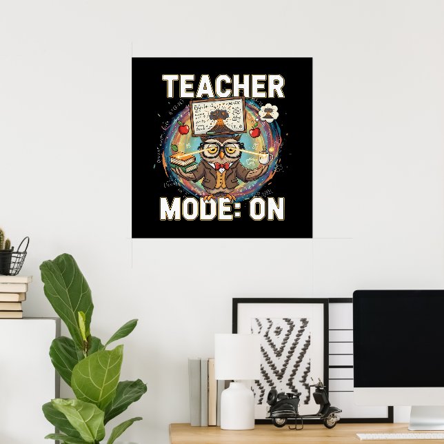 Poster Modo Professor: LIGADO – Design de Coruja Engraçad (Escritório em casa)