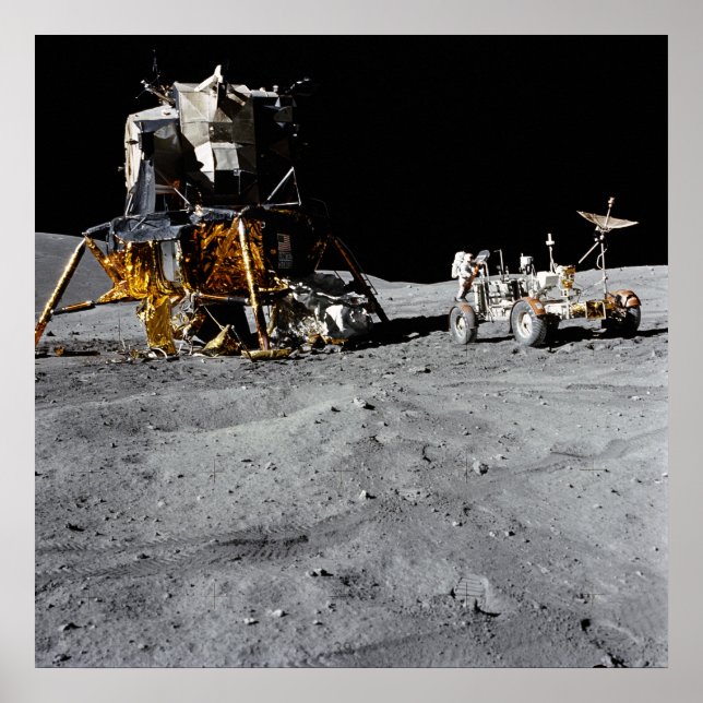 Póster Módulo Lunar Apollo 16 e Veículo de Rotação Lunar (Frente)