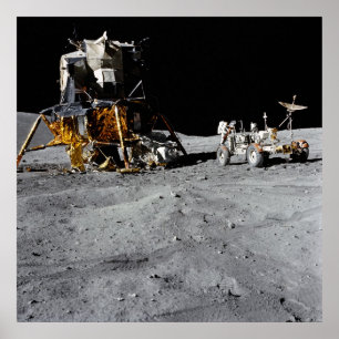 Póster Módulo Lunar Apollo 16 e Veículo Lunar