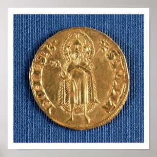 Póster Moeda de ouro, com São João Batista, século XVI
