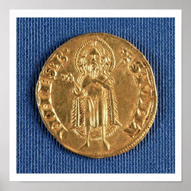 Póster Moeda de ouro, com São João Batista, século XVI (Frente)