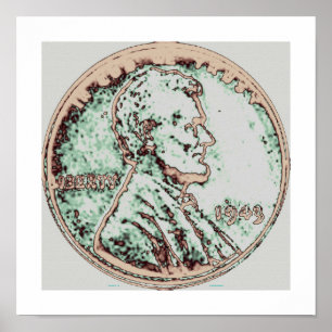 Póster Moeda de um centavo 1943 do trigo 2