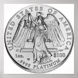 Póster Moeda de Uncirculated da platina de Eagle do