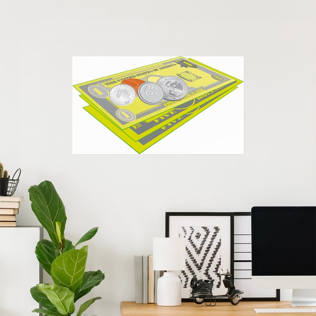 Poster Moeda e Moedas Coloridas Americanas (Criador carregado)