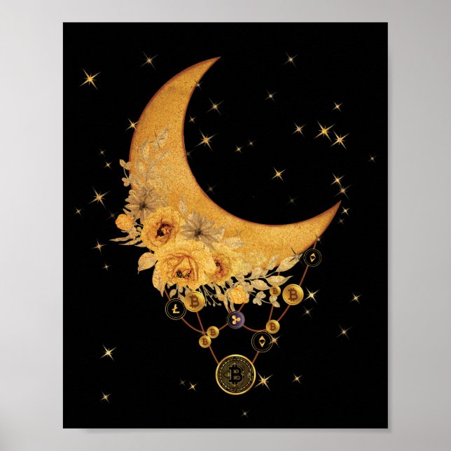 Poster Moeda Virtual Na Lua Gráfica Espiritual (Frente)