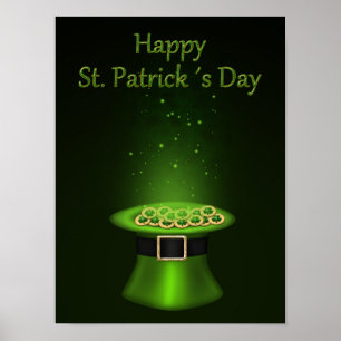 Póster Moedas do chapéu do dia de St Patrick - impressã