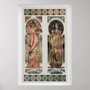 Poster Moet Chandon por Alphonse Mucha   Antigo
